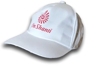 White Om Shanti Baseball Cap PNG Image