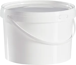 White Plastic Bucketwith Lidand Handle PNG Image