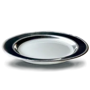 White Plate With Silver Trim Png 06212024 PNG Image