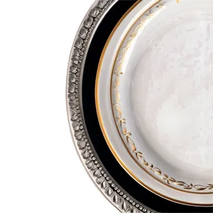 White Plate With Silver Trim Png Apl32 PNG Image