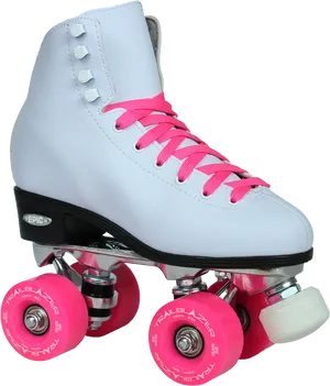 White Quad Skatewith Pink Wheelsand Laces PNG Image