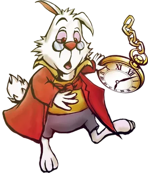 White Rabbit With Pocket Watch Alice In Wonderland PNG Image