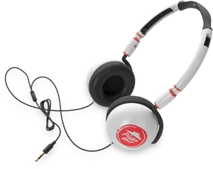 White Red Headphones Black Background PNG Image