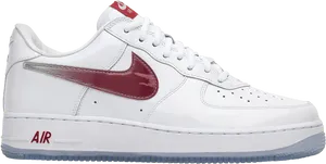 White Red Nike Air Force1 Sneaker PNG Image