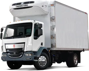 White Refrigerated Commercial Truck PNG Image