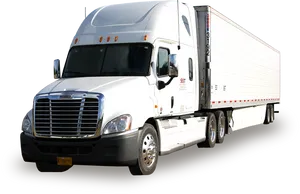 White Semi Truck On The Road.jpg PNG Image