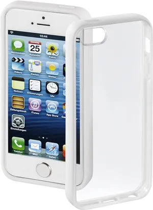 White Smartphonewith Protective Case PNG Image