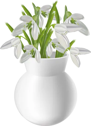 White Snowdropsin Vase Illustration PNG Image