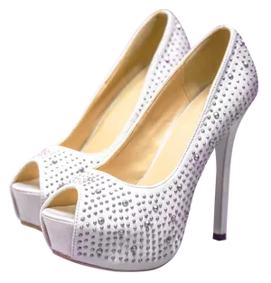 White Studded High Heels PNG Image