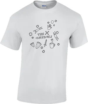 White T Shirtwith Doodle Design PNG Image