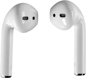 White Wireless Earbuds Isolated PNG Image