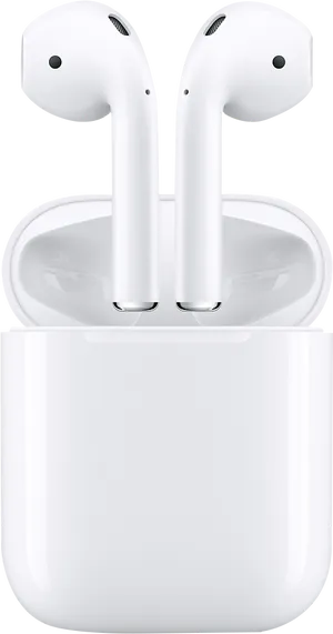 White Wireless Earbudswith Charging Case PNG Image