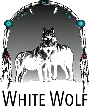 White Wolf Dreamcatcher Artwork PNG Image