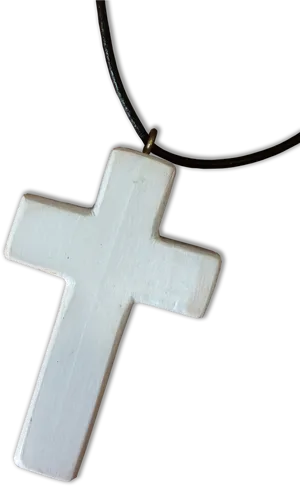 White Wooden Cross Pendant PNG Image