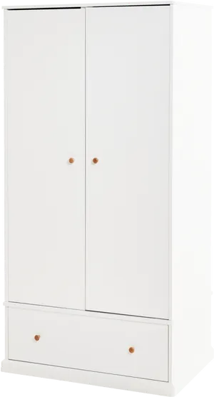 White Wooden Cupboard Closetwith Drawer PNG Image