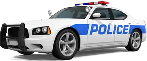 Whiteand Blue Police Car PNG Image