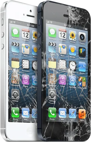 Whitei Phone Before After Screen Damage PNG Image