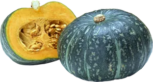 Wholeand Halved Blue Squash PNG Image