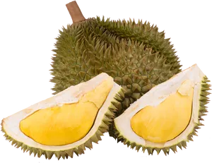 Wholeand Sliced Durian Fruit PNG Image