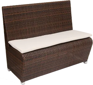 Wicker Outdoor Bench With Cushion.png PNG Image