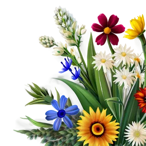 Wildflower Bouquet Closeup Png Iva PNG Image