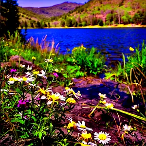 Wildflowers By The Lake Png 2 PNG Image