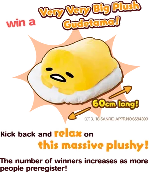 Wina Giant Gudetama Plush Advertisement PNG Image