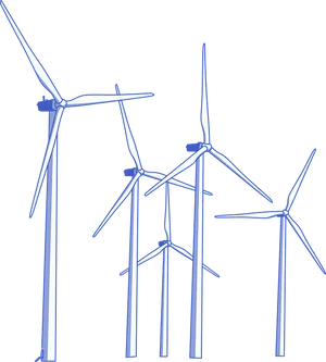 Wind Turbines Silhouette PNG Image