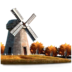 Windmill In Autumn Png Wpp19 PNG Image