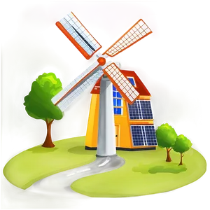 Windmill With Solar Panels Png Hrj17 PNG Image