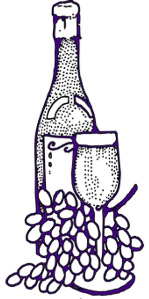 Wine Bottle Glass Grapes Outline PNG Image