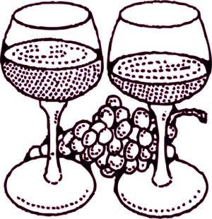 Wine Glassesand Grapes Outline PNG Image