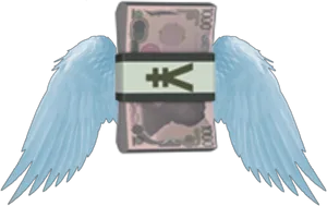 Winged Currency Illustration PNG Image