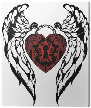 Winged Heart Love Tattoo Design PNG Image