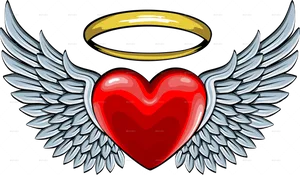 Winged Heartwith Halo Vector PNG Image