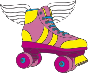 Winged Roller Skate Illustration PNG Image