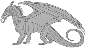 Wings Of Fire Dragon Line Art PNG Image