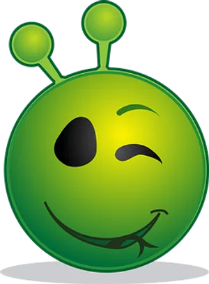 Winking Alien Emoji Graphic PNG Image