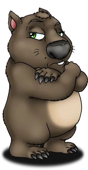 Winking Cartoon Wombat PNG Image