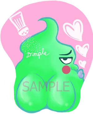 Winking Green Creature Cartoon PNG Image