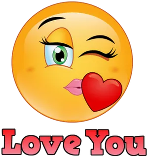 Winking_ Kiss_ Emoji_ Love_ You_ Text PNG Image