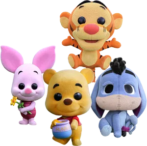 Winnie The Pooh And Friends Plush Toys PNG Image