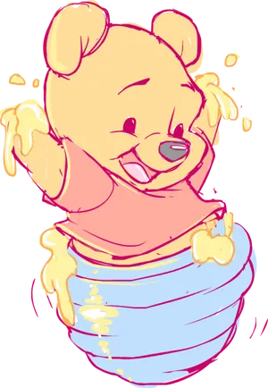 Winnie The Pooh Honey Pot Happiness PNG Image