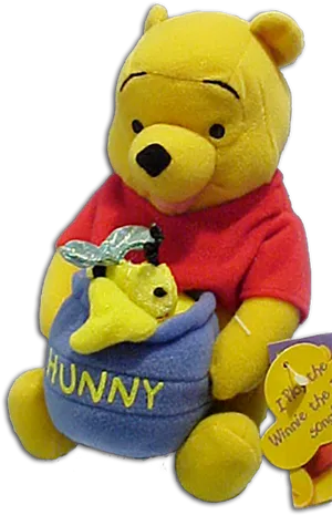 Winnie The Pooh Plush With Honey Pot PNG Image