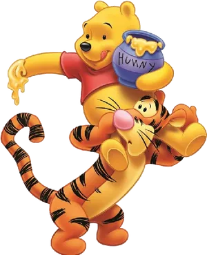 Winniethe Poohand Tigger Honey Fun PNG Image