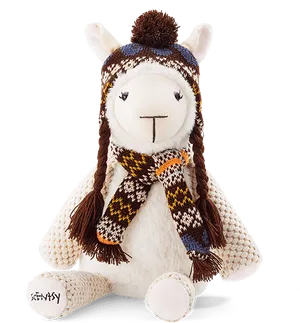 Winter Alpaca Plush Toy PNG Image