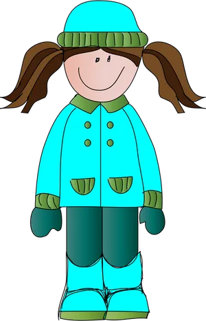 Winter Child Cartoon Character PNG Image