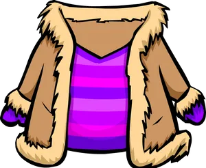 Winter Coat Cartoon Illustration PNG Image