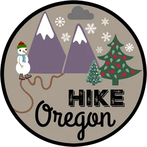 Winter_ Hiking_ Oregon_ Sticker PNG Image