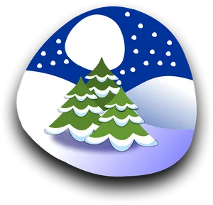Winter Night Snowy Pine Trees PNG Image
